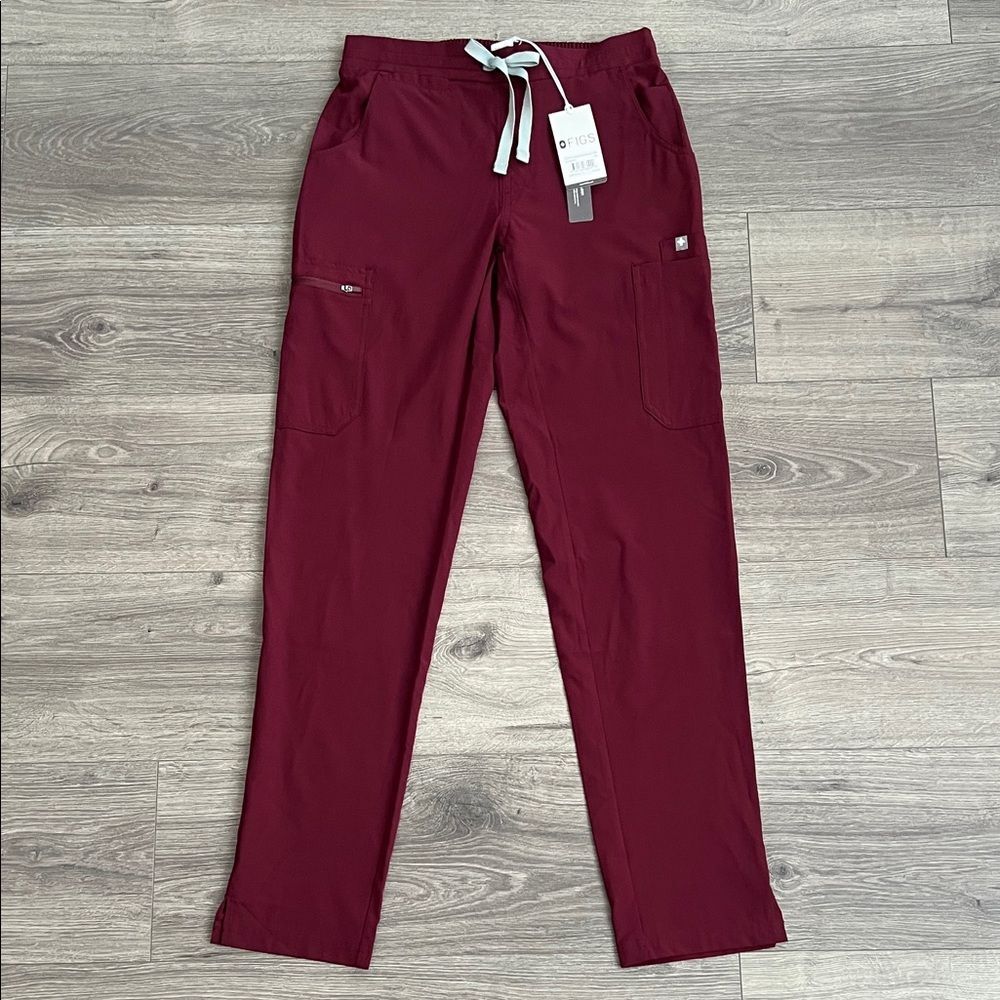 FIGS Eco Fionlite Yola Skinny Scrub Pants XXS Burgundy Red Straight Leg Mid-Rise